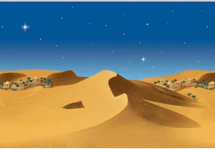 Fondo de Belén con paisaje de desierto