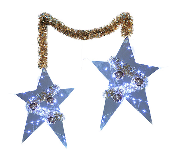 Adorno de dos estrellas con luz