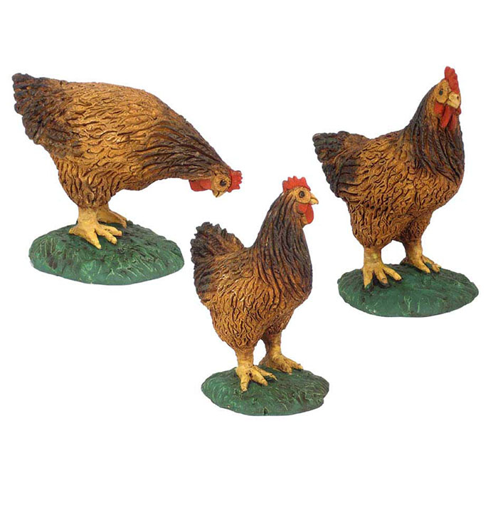 Set de 3 gallinas